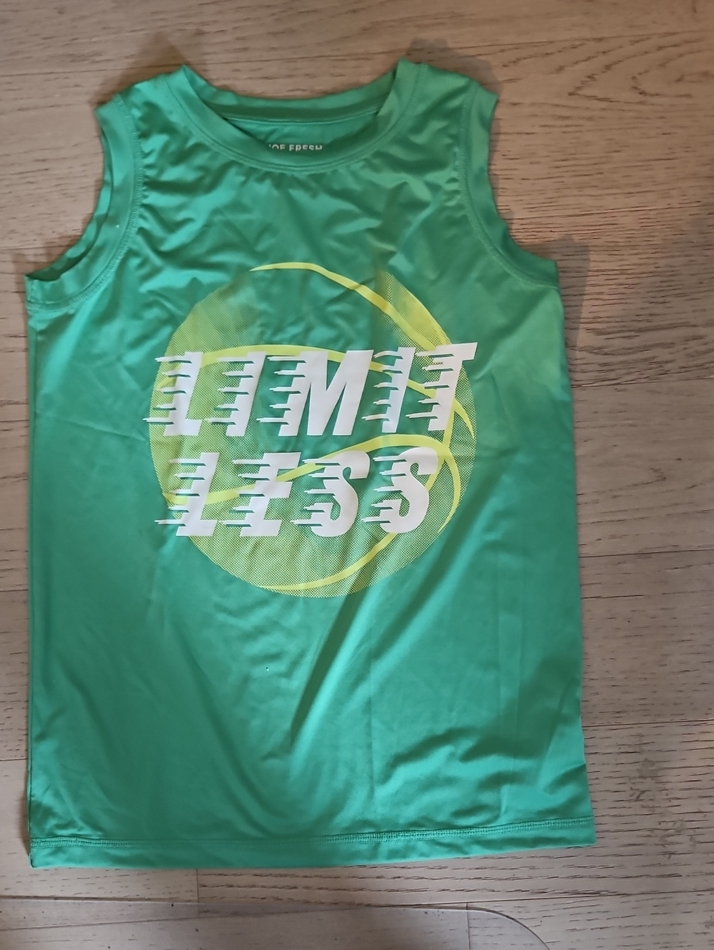 Joe Fresh Green Sleeveless Swim Rash Guard with White & Yellow Graphic